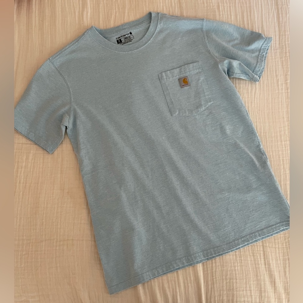 Carhartt Heather Baby Blue Tee with Pocket